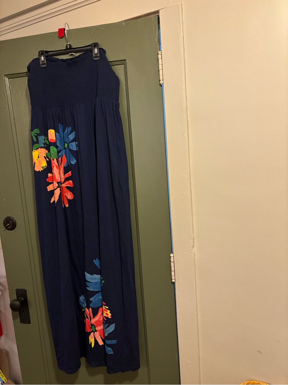 Old Navy Navy Maxi Skirt with Bright Floral Accents